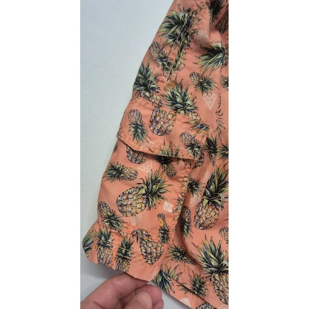 Spicy Tuna Men's Swim Trunks Small pink/green‎ pineapple design drawstring swim